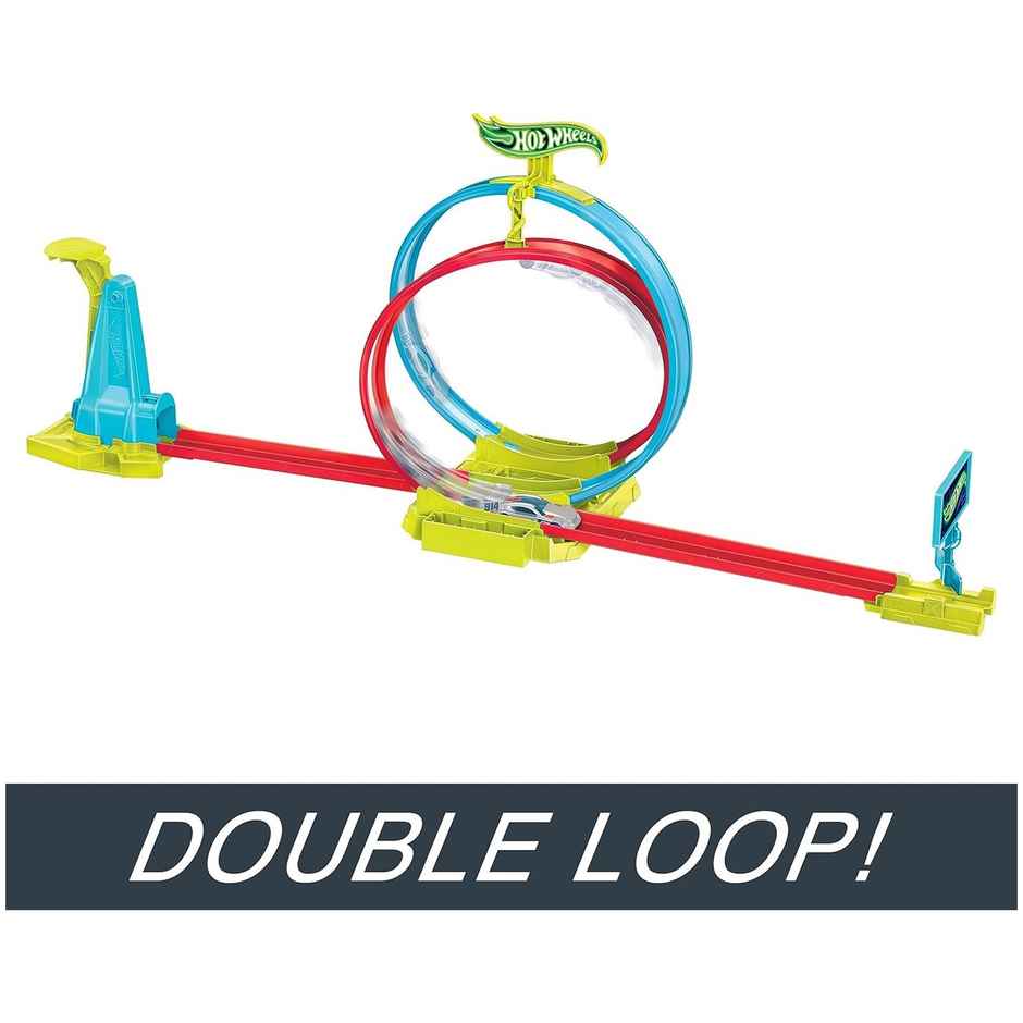 Mattel Hot Wheels Neon Speeders Track Set, Laser Stunt Slamway with 1 Mattel Hot Wheels Car