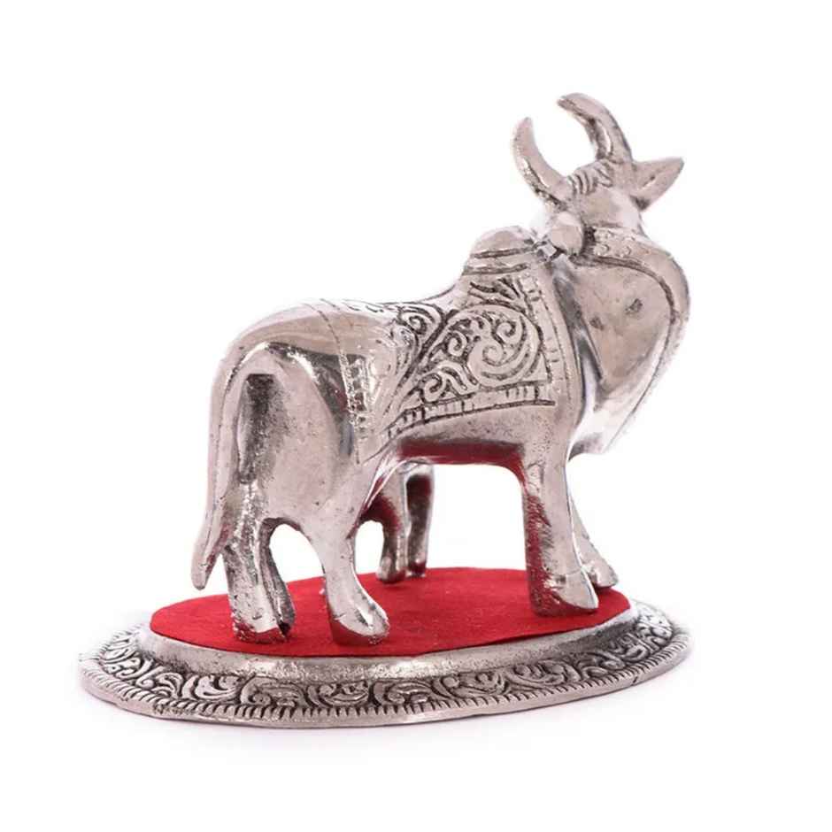 eCraftIndia White Metal Cow and Calf