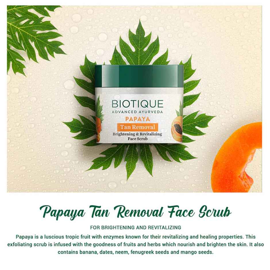 Biotique Papaya Tan Removal Brightening & Revitalizing Face Scrub Tube