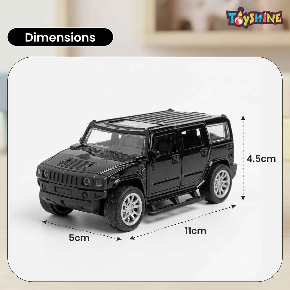 Toyshine 1:32 Scale Die Cast Racing H2 Model Vehicle Toy Car With Pull Back Function, Black