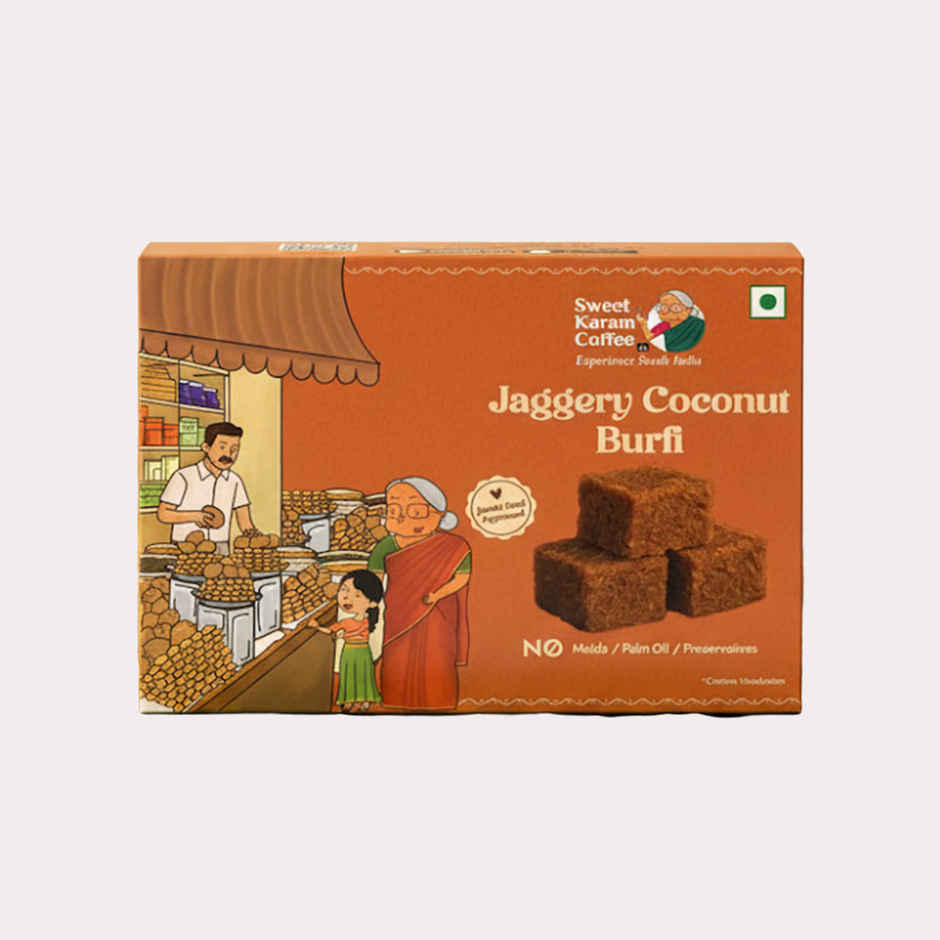 Sweet Karam Coffee Jaggery Coconut Burfi | No Preservatives