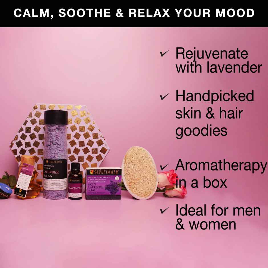 Soulflower Hexagon Bath Set with Lavender | Relax & Unwind Gift