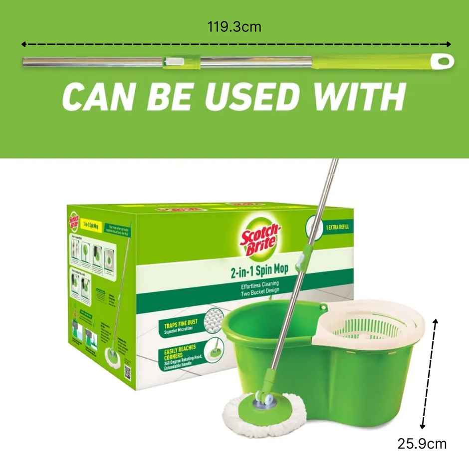 Spin Mop Head & Handle With Refill