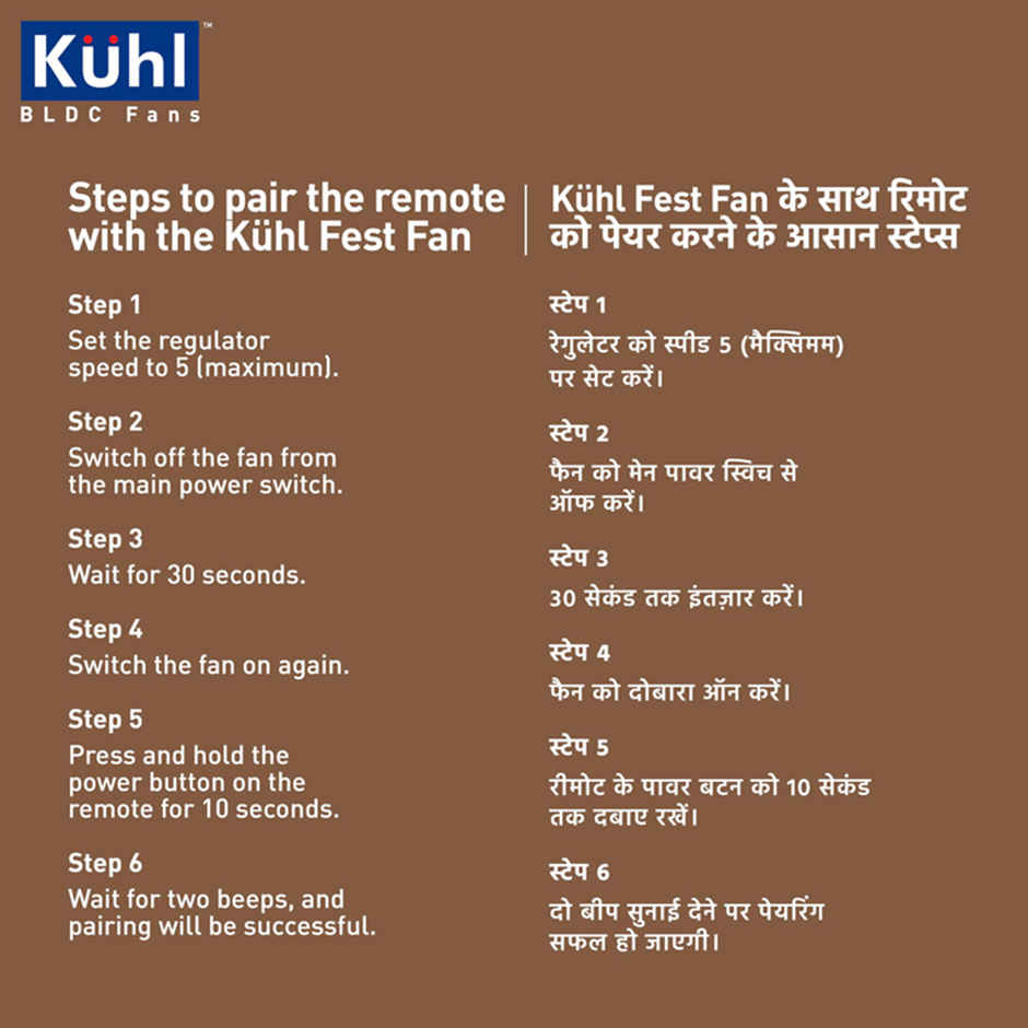 KUHL Fest B1 1200MM Power Saving BLDC Ceiling Fan | 28W | Saves Upto 65% Electricity | Black