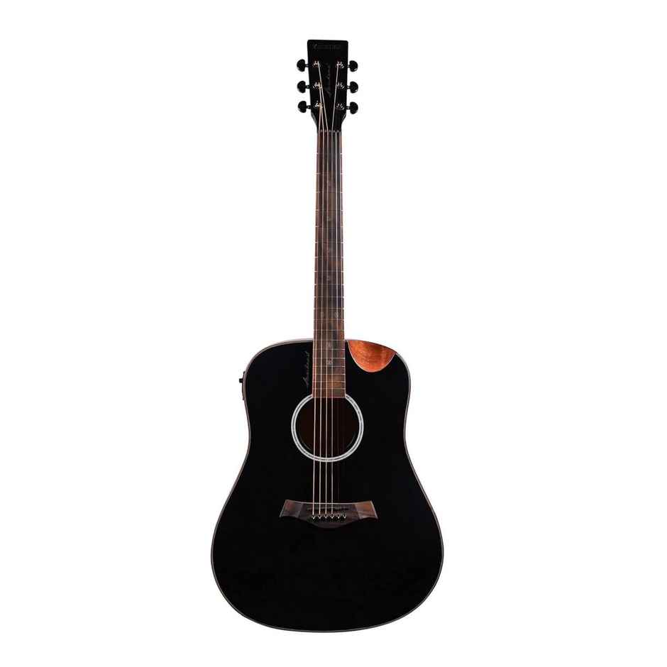 Kadence Slowhand Semi-Acoustic Guitar - Jumbo with Padded Bag | Cable & Capo | Black