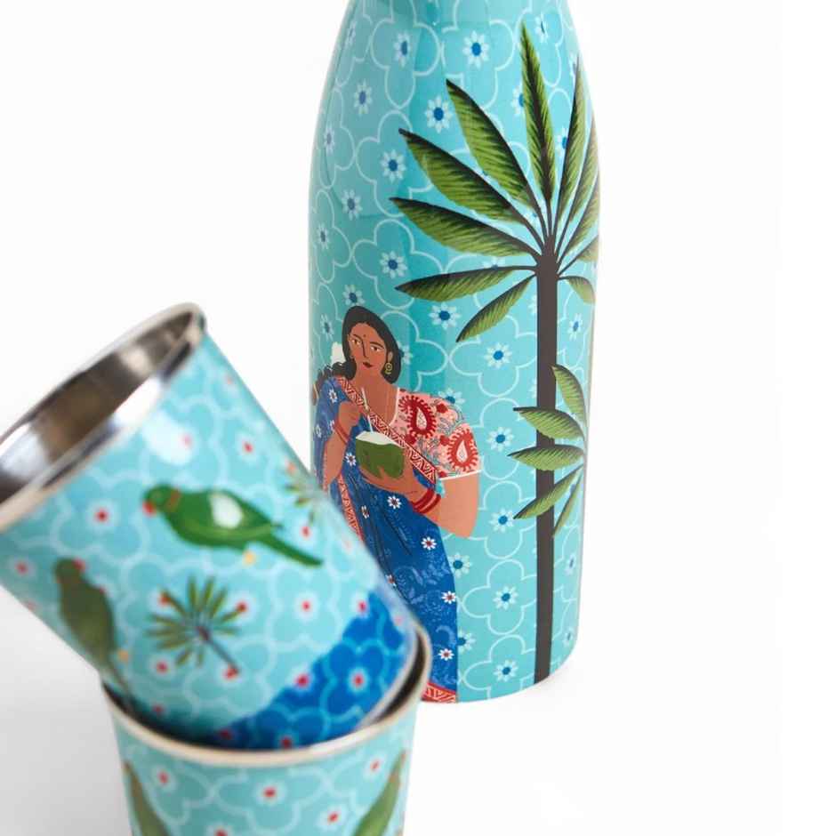 Chumbak Drinkware Set Steel Bottle with Tumbler set