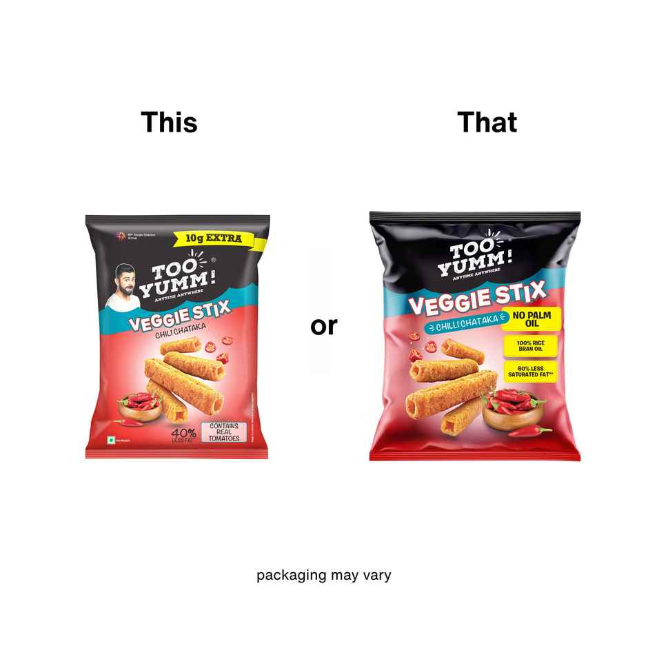 Too Yumm! Chili Chataka Veggie Stix | Munching Snack | On-the-Go Munchies