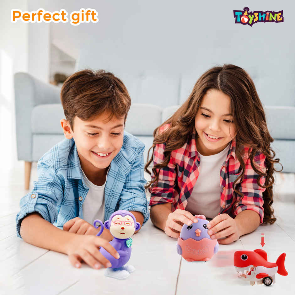 Toyshine Press & Go Wind Up Animal Toys Educational Sensory Fun for Toddlers