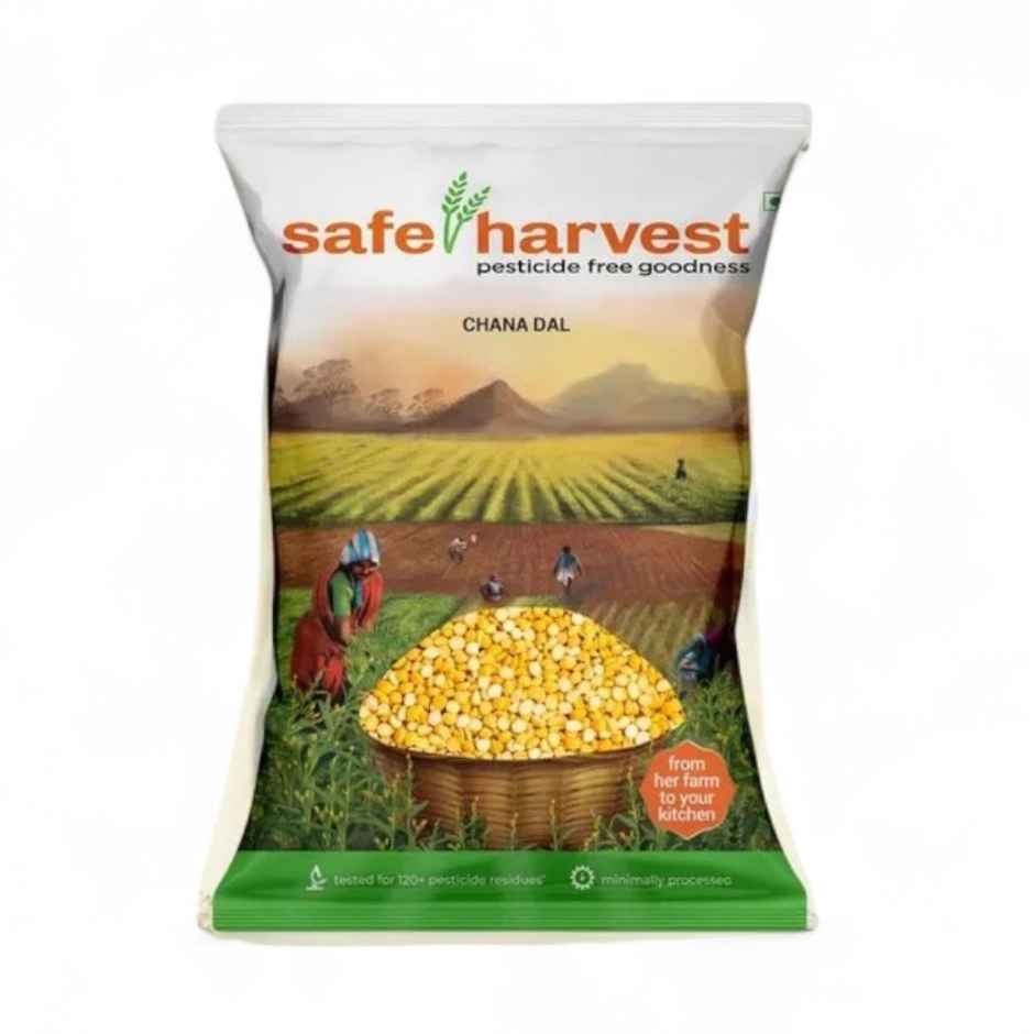 Safe Harvest Pesticide-Free Unpolished Chana Dal | Natural | No Artificial Flavours