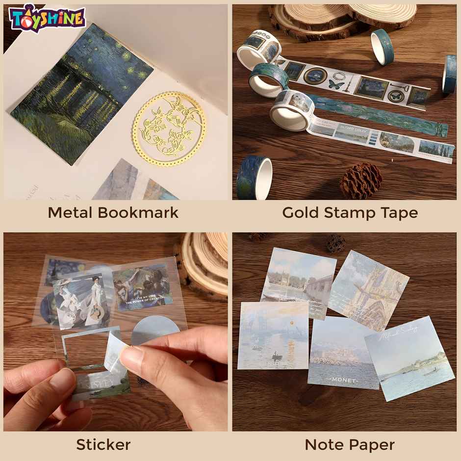 Toyshine Scrapbooking Kit with 125 Pieces-Stickers-Washi Tapes and Crafts | Gift For Teens and Kids