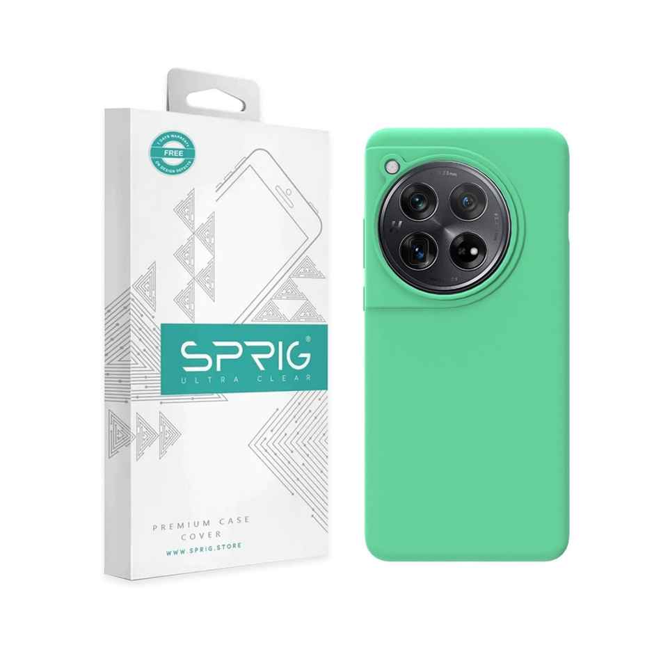 Sprig Premium Back Cover for Oneplus 12 Liquid Silicone Shock Proof | Pastel Green