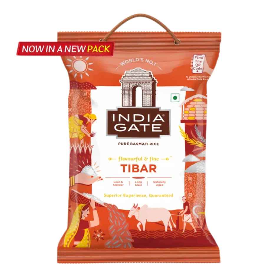 India Gate Flavourful and Fine Tibar Basmati Rice | Long and Slender Grains | Naturally Aged