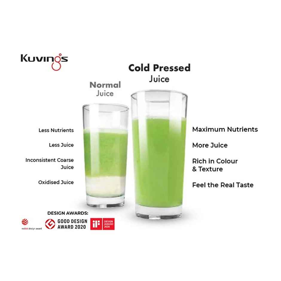 Kuvings B1700 Dark Silver Cold Press Juicer | 240 W | Fruit & Vegetable Juicer - Dark Silver