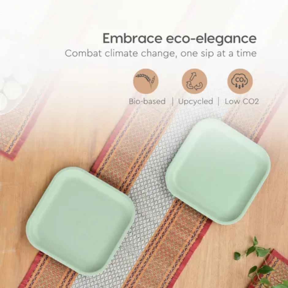 Eha Earth Friendly Snack Plate | 8", 4 pcs, Multi-light | Made with Rice Husk Biocomposite