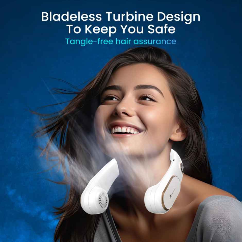Portronics Gobreeze (POR 2048) Neck Fan,6 Hours Playtime,4 Speed Mode,Type C Fast Charging,White