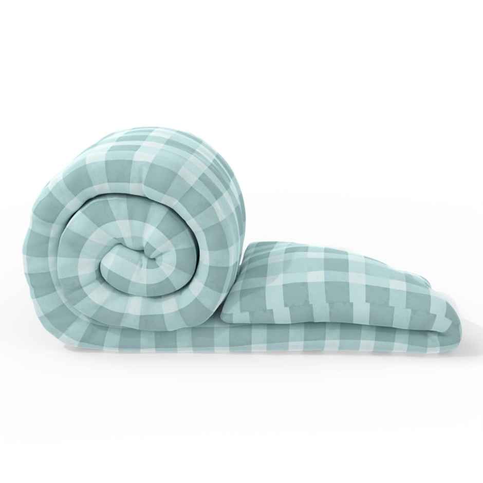 Nautica Super Soft Cotton Fabric Comforter for All Weather | Double Size | Checks | Aqua