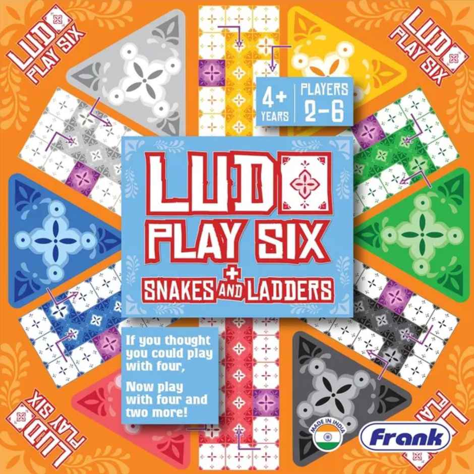 Frank Ludo Play Six, And Snakes And Ladders - For Upto 6 Players