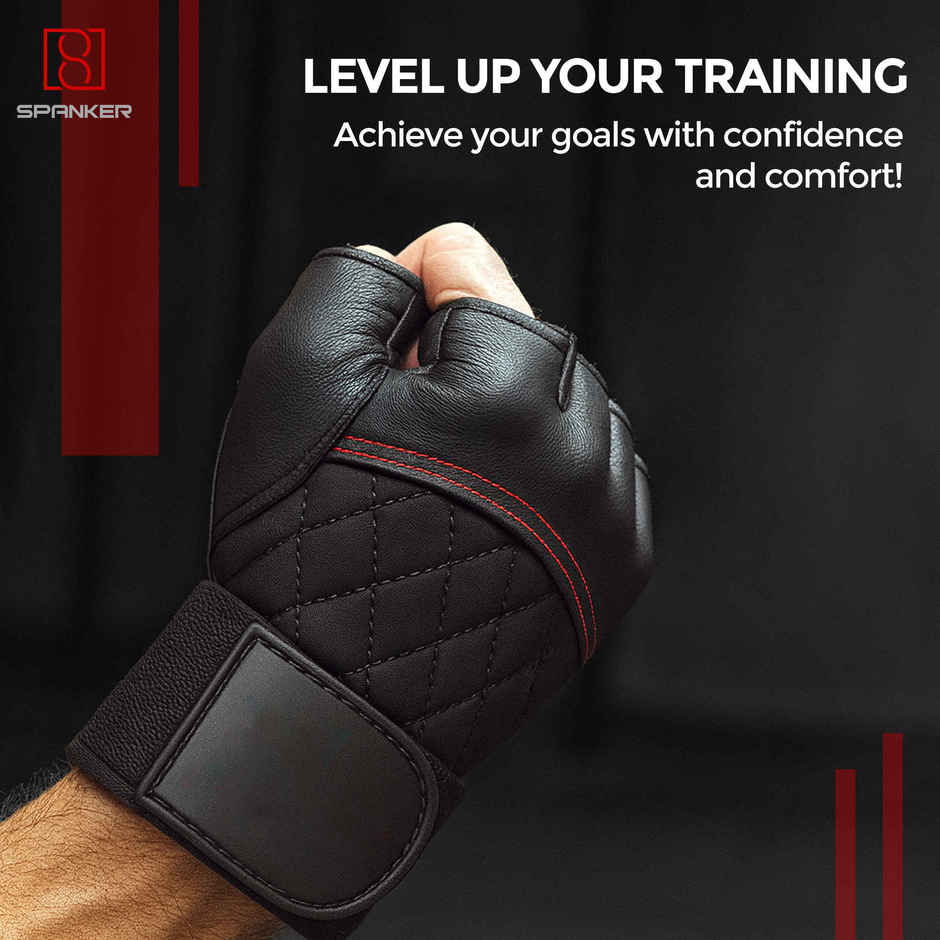 Spanker Sports Regular Gym Gloves for Men, Half-Finger Workout Gloves with Wrist Support