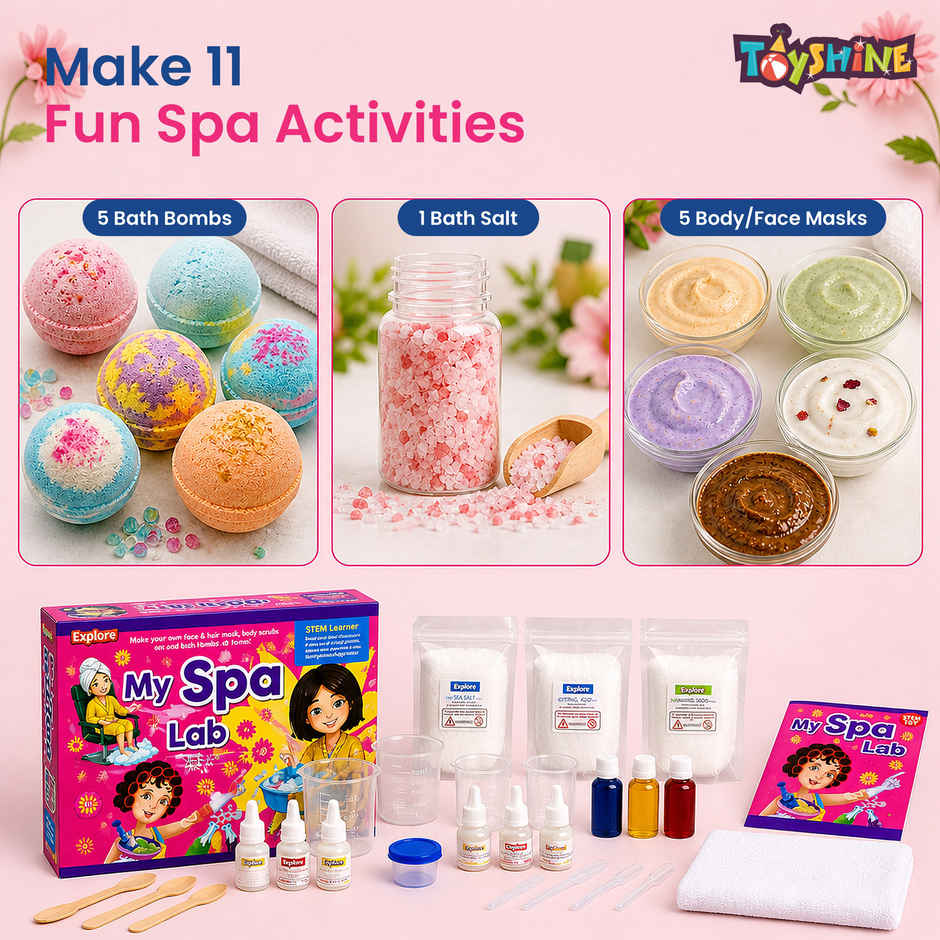 Toyshine My Spa Lab Diy Kit For Bath Bombs | Salts | Masks | Stem Fun For Kids | 6+ Years Old