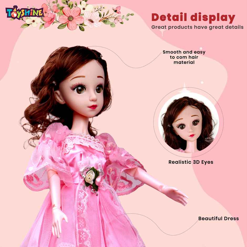Toyshine 21 Inch Anne Fashion Doll With 3D Eyes | Folding Hands | Pink