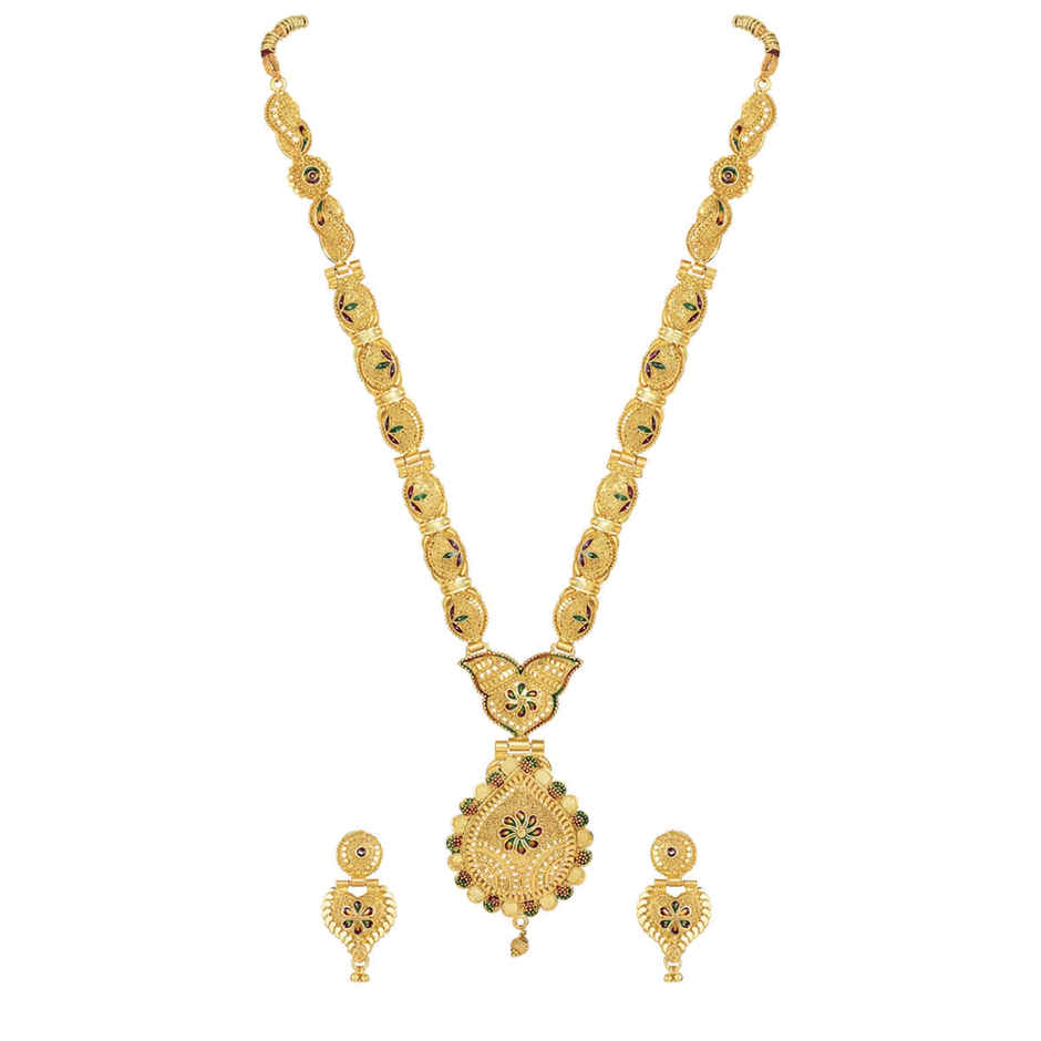 Shining Diva Fashion Latest Design One Gram Gold Plated Jewellery Set for Women and Girls 11503s