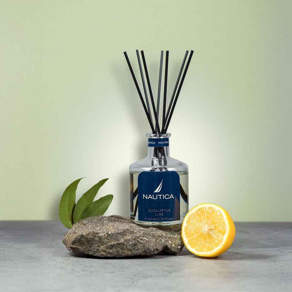 Nautica 100% Natural Aroma Oil Diffuser Set With 7 Reeds 1pc 150 ml Size Eucalyptus Lime-Natural