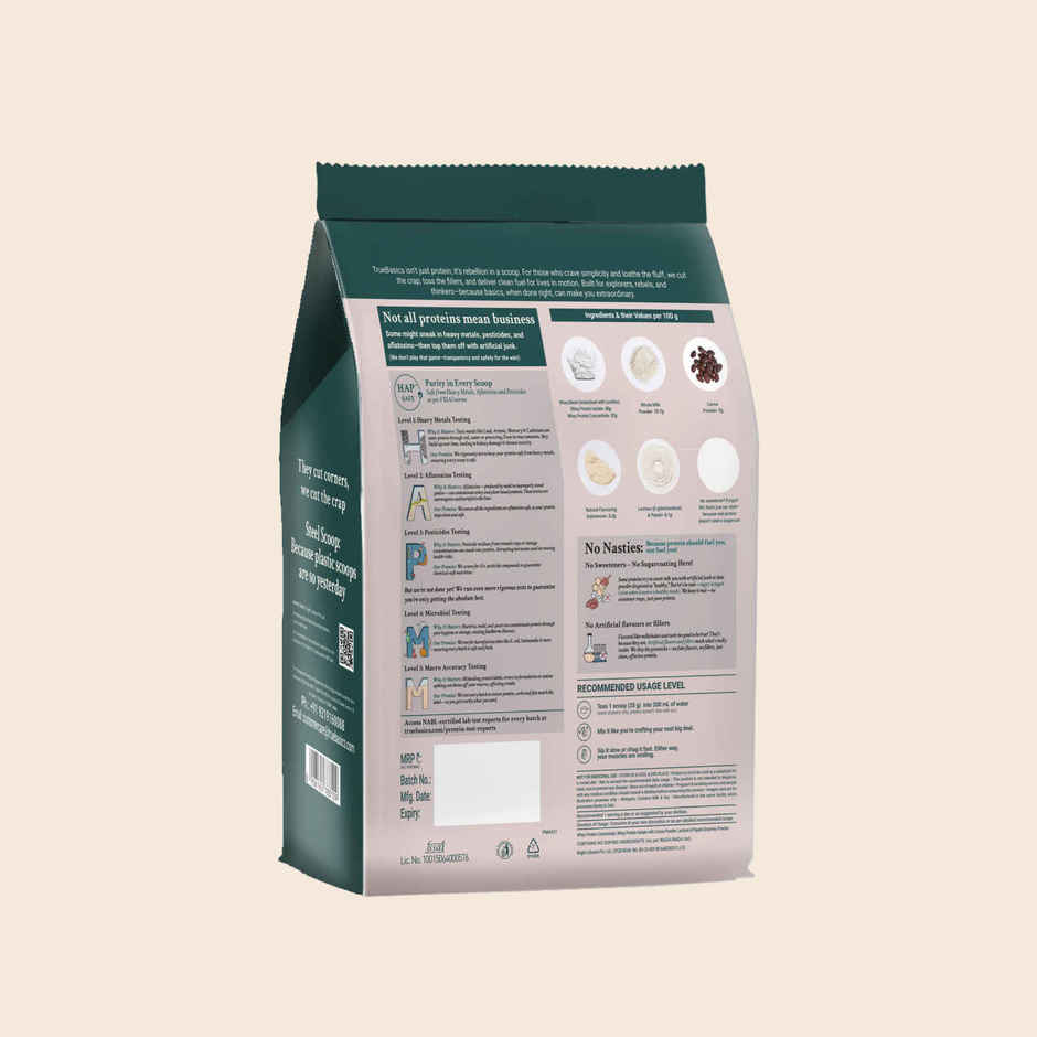 TrueBasics Clean Whey Protein Powder Isolate & Concentrate Blend (Chocolate)