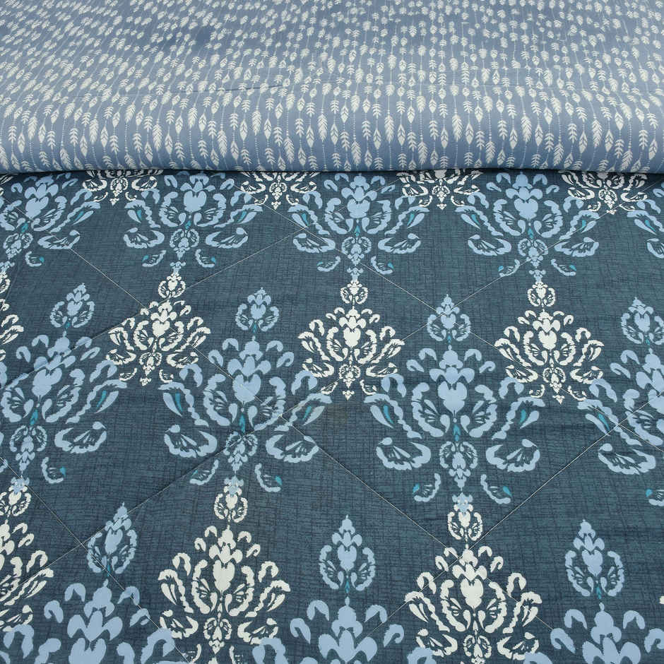 Furnofy Premium Comforter Single Bed Light Weight Quilt | 200 GSM | Blue & White - 60 x 86 in