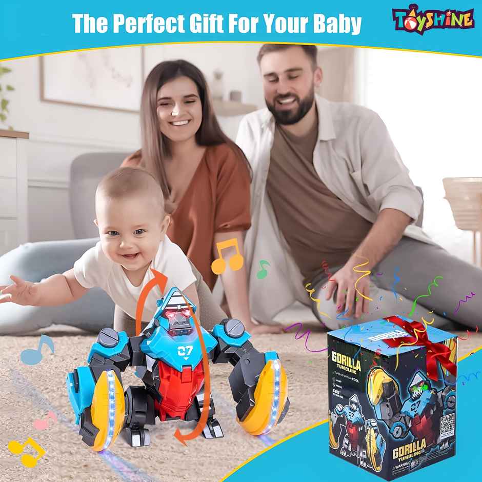 Toyshine Tumbling & Flipping Musical Gorilla Toy with Lights & Voice Control