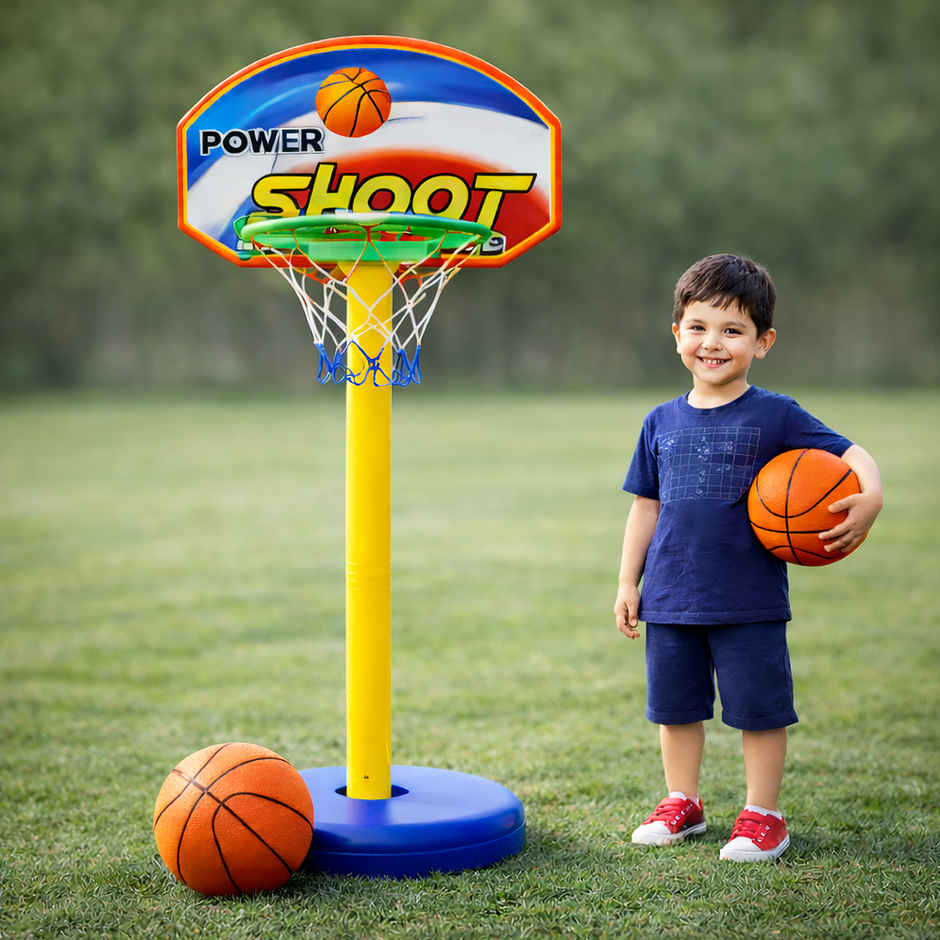 Toyshine Adjustable Basketball Hoop Set with Ball, Indoor & Outdoor Sports Fun, Multicolor