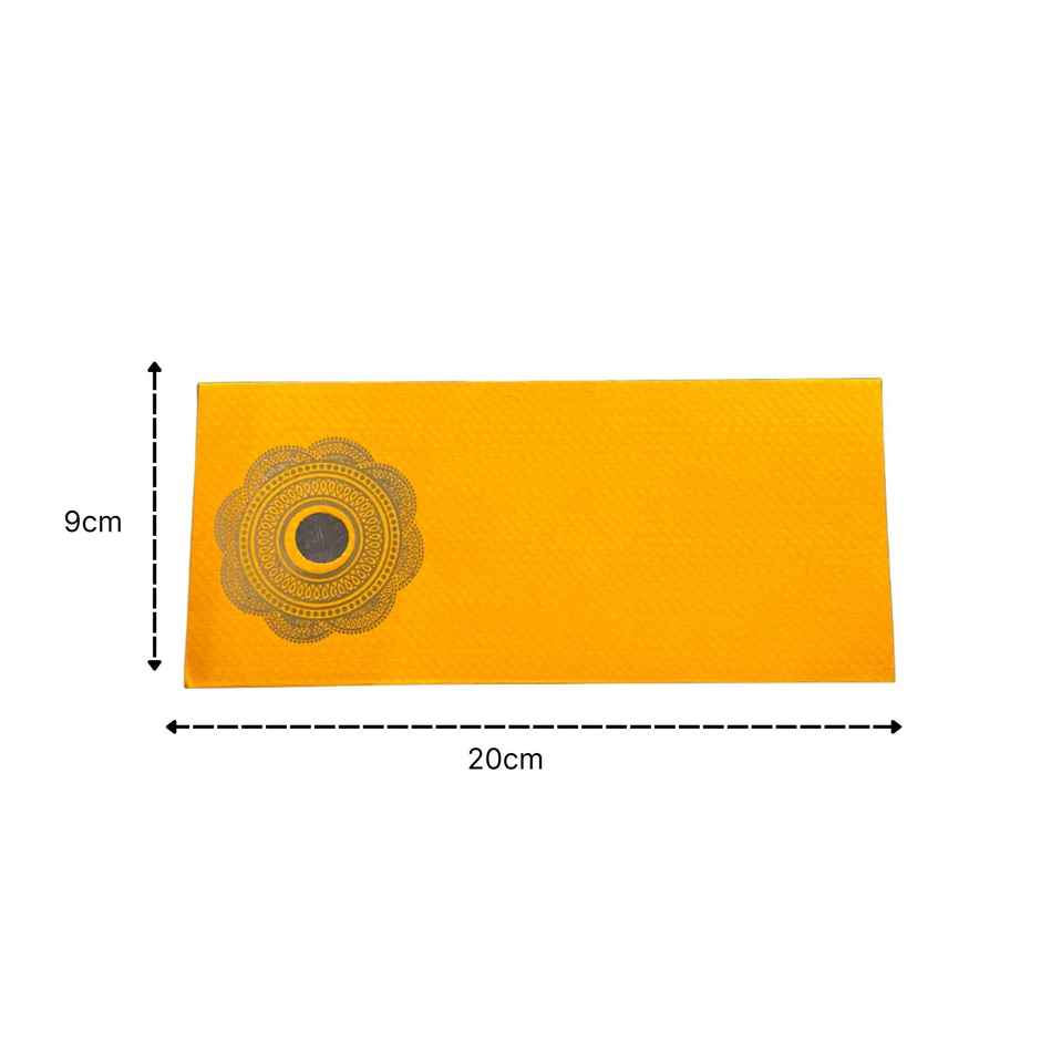 Shagun Envelope Safron With Coin | Pack Of 10 | Picfest