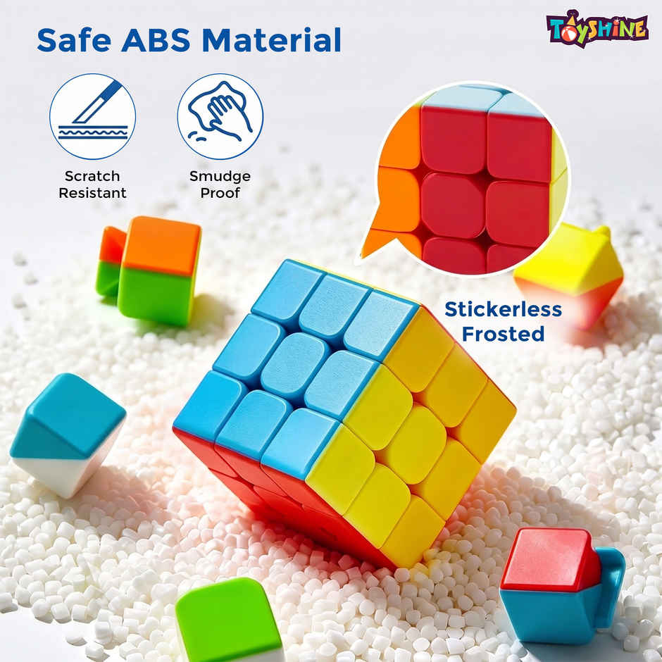 Toyshine High Stability Stickerless - 3X3X3 Speed Cube, Multi Color, Kids and Professionals