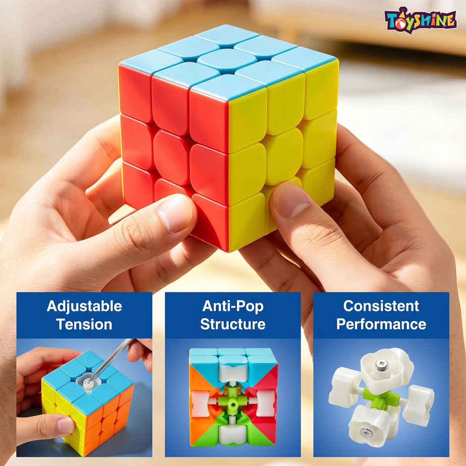 Toyshine High Stability Stickerless - 3X3X3 Speed Cube, Multi Color, Kids and Professionals