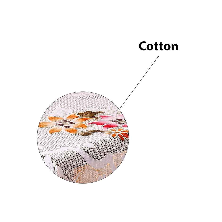 Kuber Industries Floral Cotton 6 Seater Dinning Rectangular Table Cover - Cream (CTKTC03517)