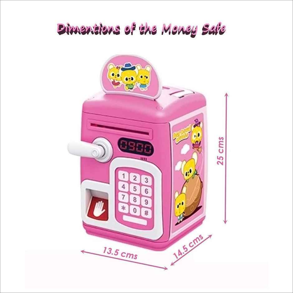 Toyshine Fingerprint Sensor Piggy Bank with Electronic Lock, Pink