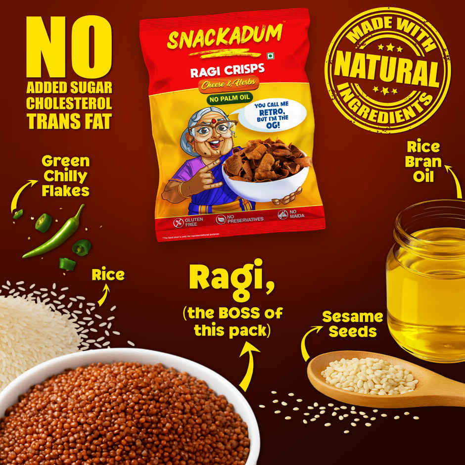 Snackadum Ragi - Zesty Cheese - Ready to Eat - Chips