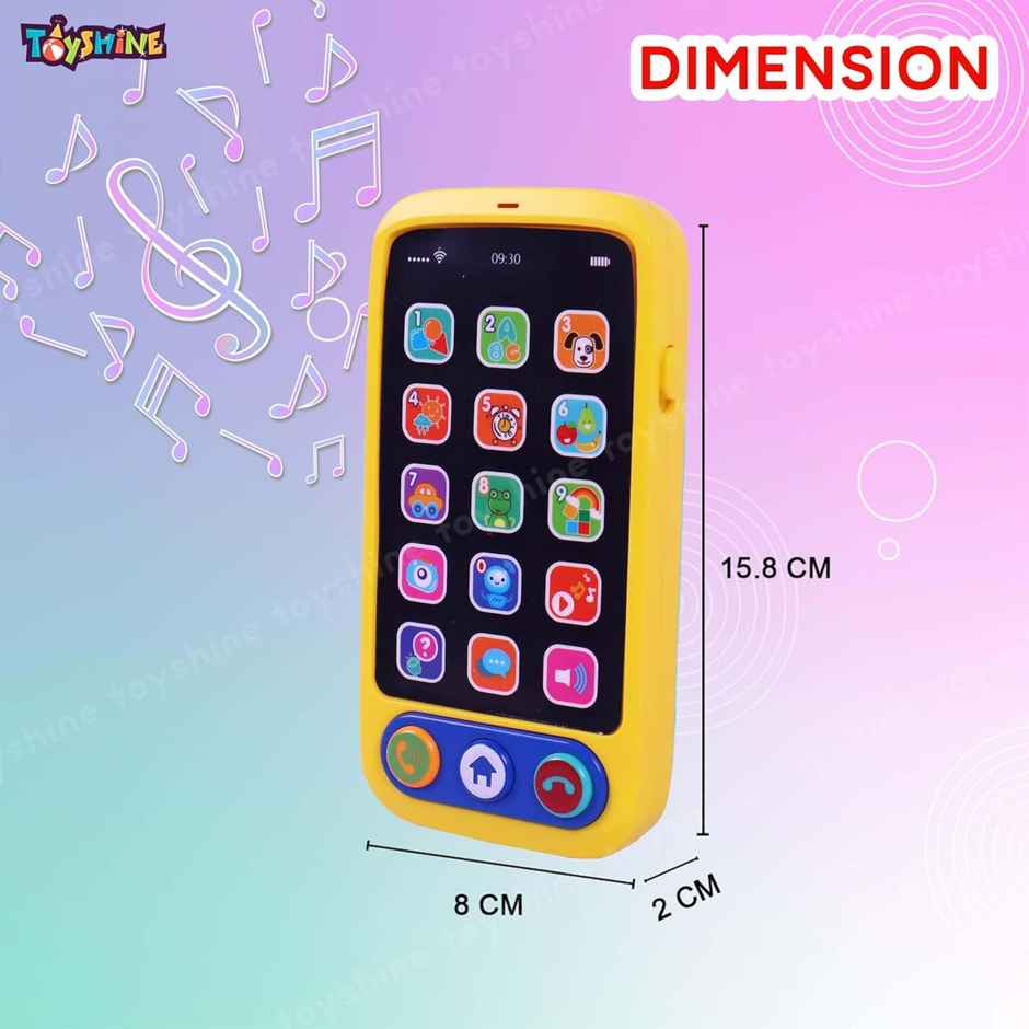 Toyshine Battery-Operated Cell Phone Toy with 15 Touch Buttons for Kids (Colour May Vary)