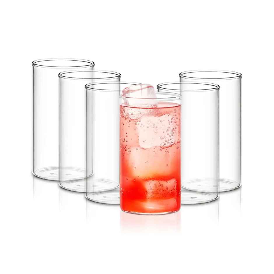 Borosil Vision Transparent Drinking Glass Set (350 ml) | Borosilicate Glass | Tumblers, Pack of 1 (6 pieces)