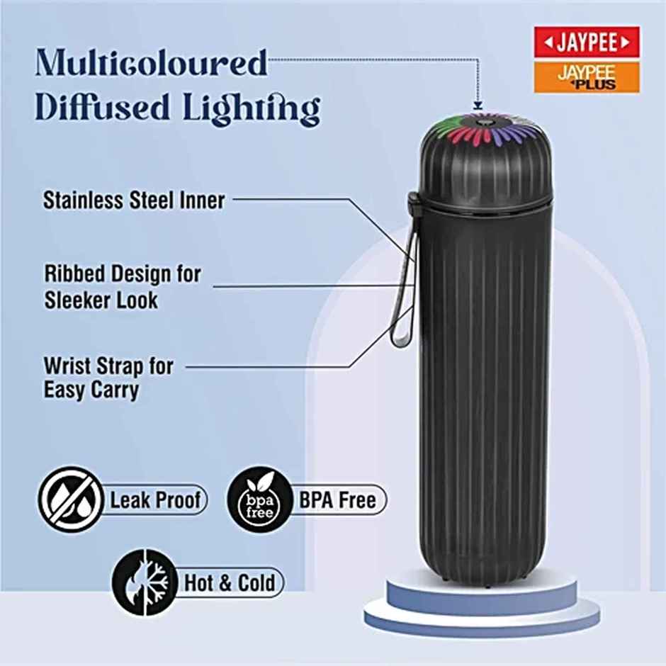 Jaypee Comet Led Bottle For School Kids Suitable For Hot & Cold Beverages | Black | 690 ml