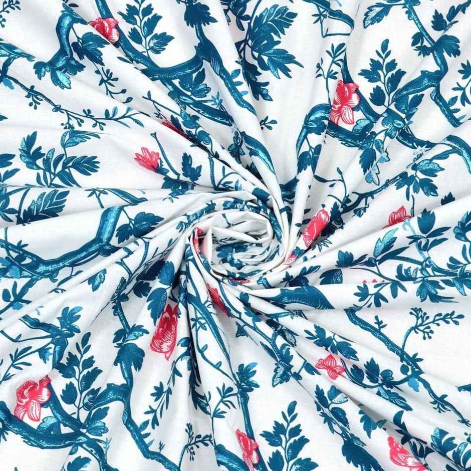 Bombay Dyeing Florentine 144 TC 100% Cotton Blue Super King Size Bedsheet with 2 Pillow Covers