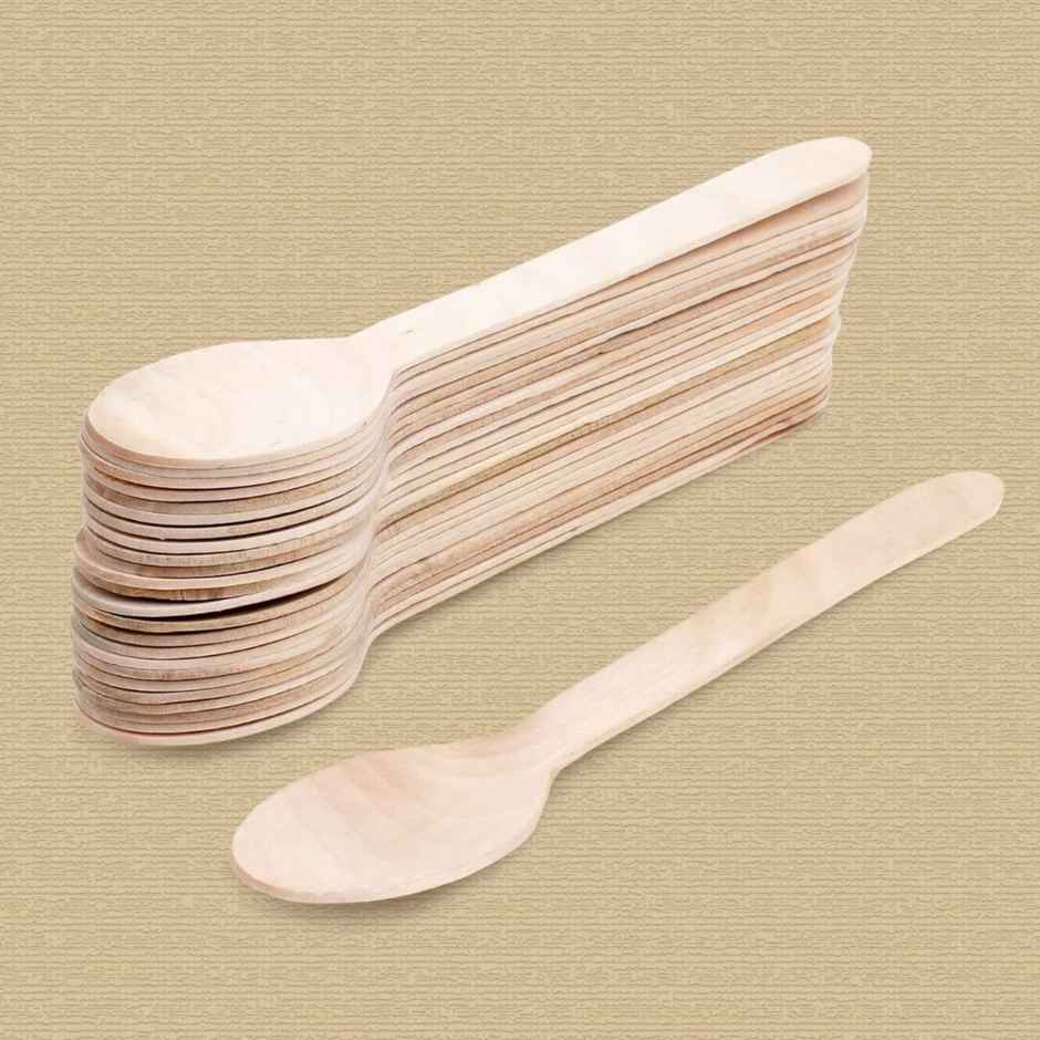 Naturepac Wooden Spoon 25 Pcs + Fork 25 Pcs Combo