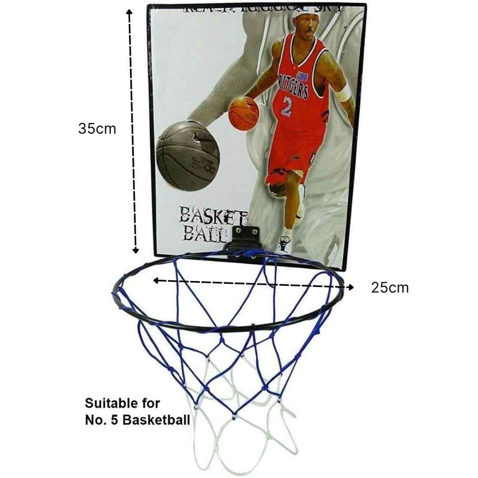 Toyshine Indoor And Wall Mountable Basketball Hoop And Nylon Net With No.5 Basketball
