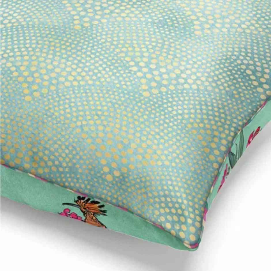 Bianca Designer Reversible Printed Silk Linen Cushion Covers | 16 X16 Size | Mint, Teal