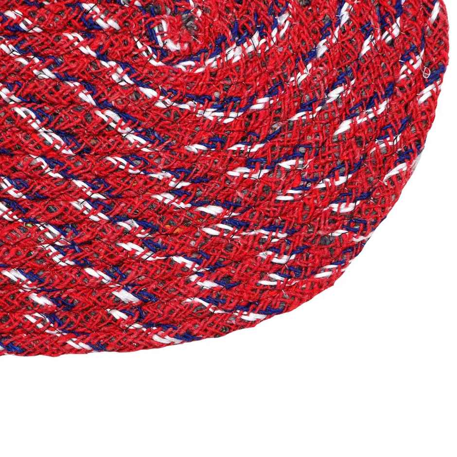 Homeharmony Anti- Skid Red & Blue Cotton Floor Mat | 50 x 30 cm