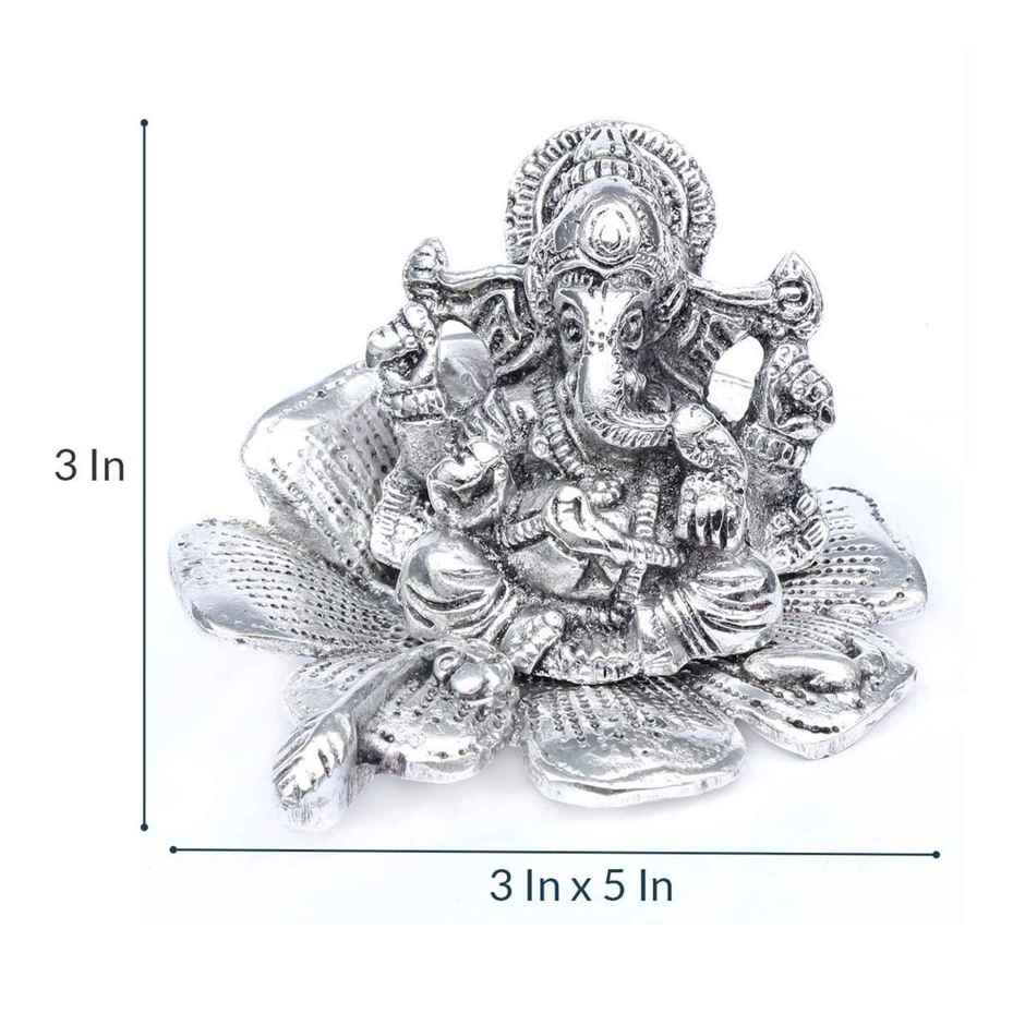 Ganesh Ji Silver Plated Idol on Flower | Devnidhi