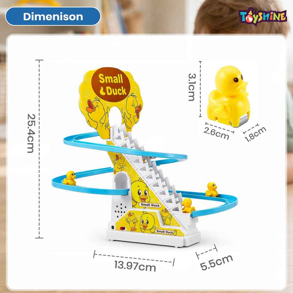 Toyshine 3 Duck Slide Toy Set, Funny Automatic Stair Climbing Ducklings Cartoon Race Track Set