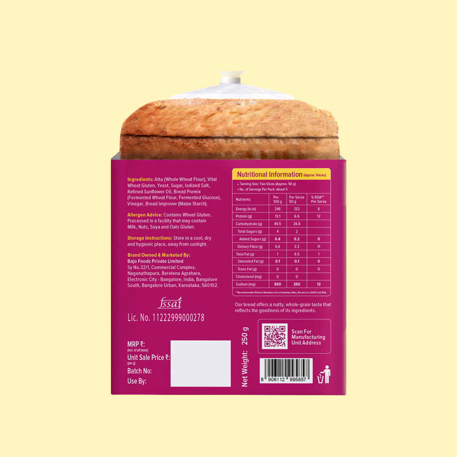 Protein Chef 32g Protein Sharbati Wheat Bread (No Maida)