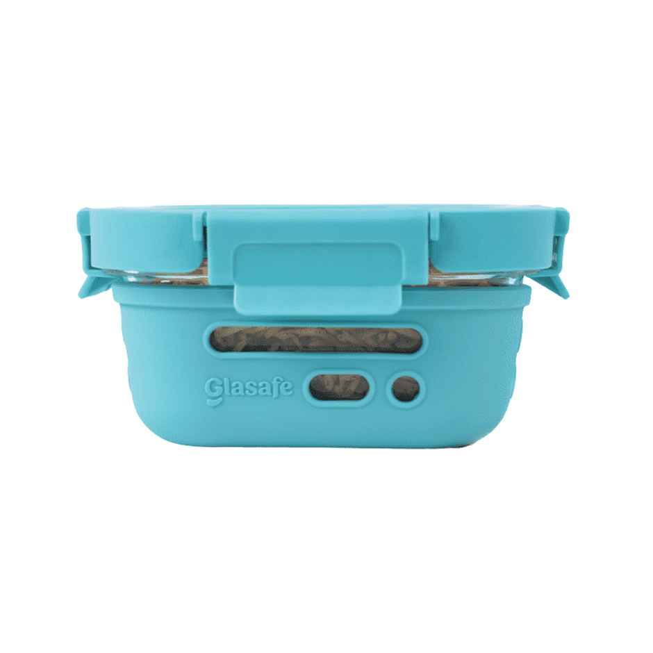 Glasafe Fresh Grip Borosilicate Glass Tiffin With Protective Silicone Sleeve (Mellow Mist) 520Ml