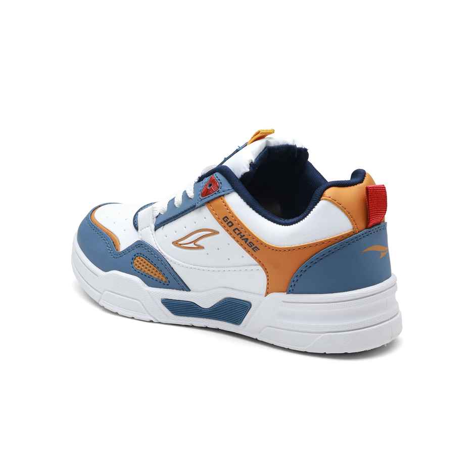 Asian Men's Casual Sneakers | Tango-01 | White, Slate, and Mustard - UK 6