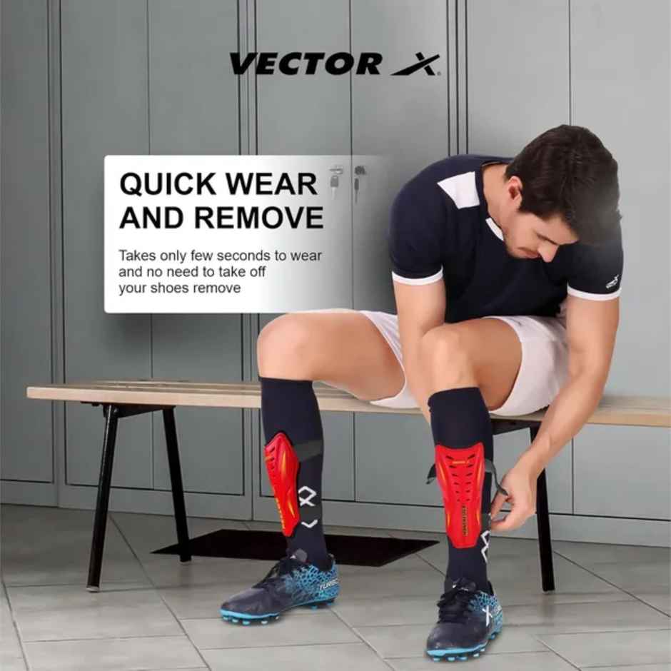 Vector X Manchester Shinguard | Shinguard For Football | Shinguard For Men| Red| Set of 2 | (S/M)